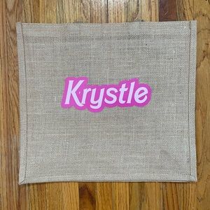 Krystle burlap-ish bag with straps